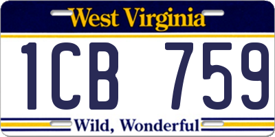 WV license plate 1CB759