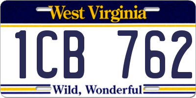 WV license plate 1CB762