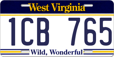 WV license plate 1CB765