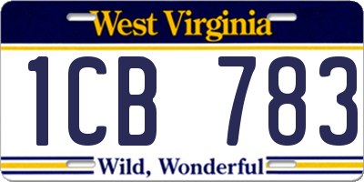 WV license plate 1CB783
