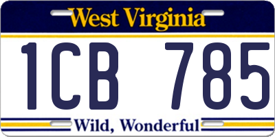 WV license plate 1CB785