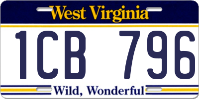 WV license plate 1CB796