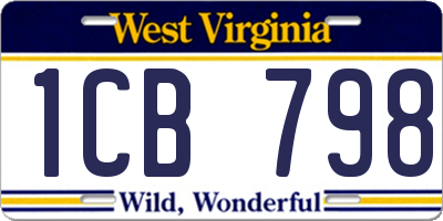 WV license plate 1CB798