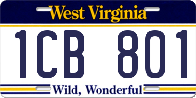WV license plate 1CB801