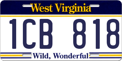 WV license plate 1CB818