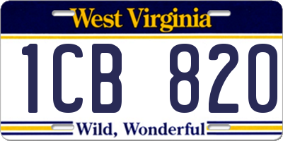 WV license plate 1CB820