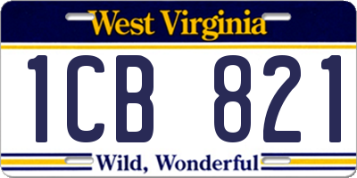 WV license plate 1CB821