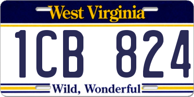 WV license plate 1CB824
