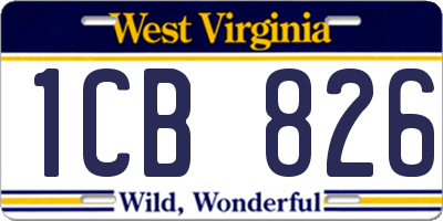 WV license plate 1CB826
