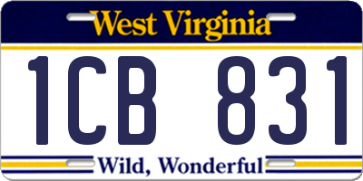 WV license plate 1CB831