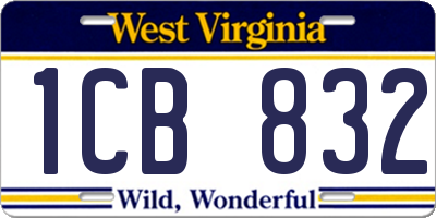 WV license plate 1CB832