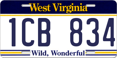 WV license plate 1CB834