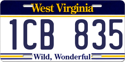 WV license plate 1CB835