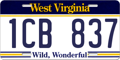 WV license plate 1CB837