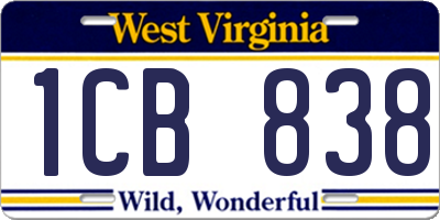 WV license plate 1CB838