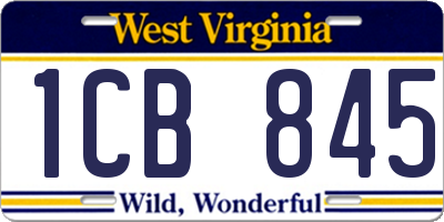 WV license plate 1CB845
