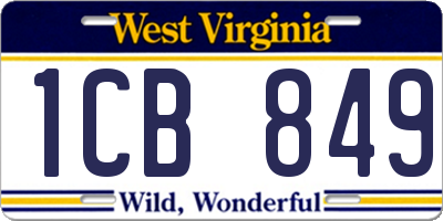 WV license plate 1CB849