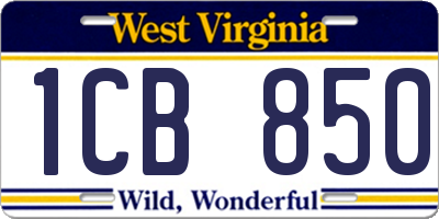WV license plate 1CB850