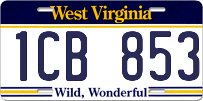 WV license plate 1CB853