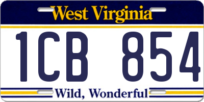 WV license plate 1CB854