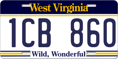 WV license plate 1CB860