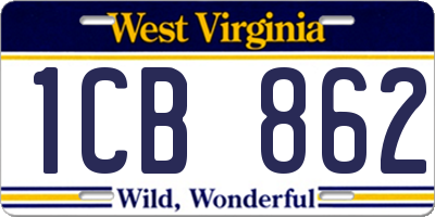 WV license plate 1CB862