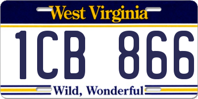 WV license plate 1CB866