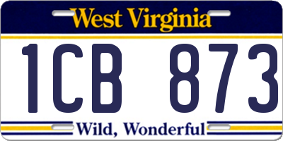 WV license plate 1CB873