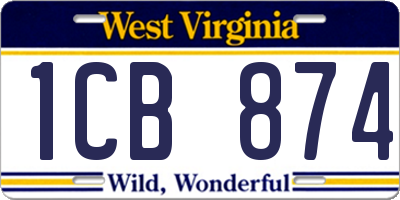 WV license plate 1CB874