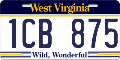 WV license plate 1CB875