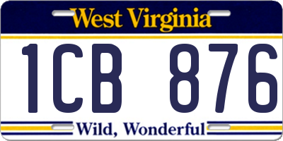 WV license plate 1CB876