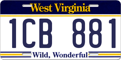 WV license plate 1CB881