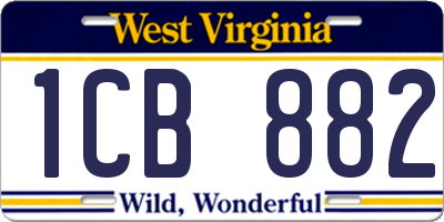 WV license plate 1CB882