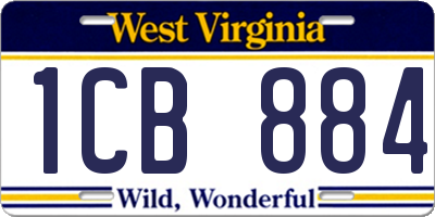 WV license plate 1CB884
