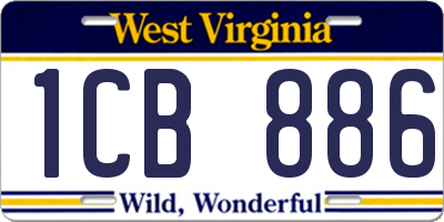 WV license plate 1CB886