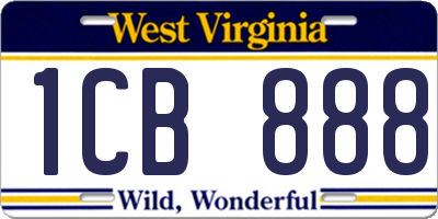 WV license plate 1CB888