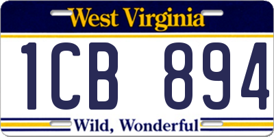 WV license plate 1CB894