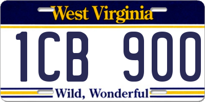 WV license plate 1CB900