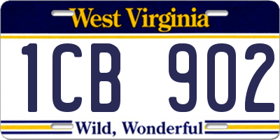 WV license plate 1CB902