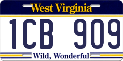 WV license plate 1CB909