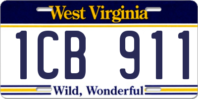 WV license plate 1CB911
