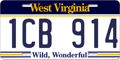 WV license plate 1CB914