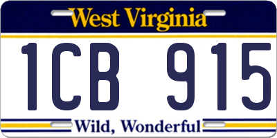 WV license plate 1CB915