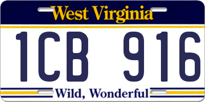 WV license plate 1CB916