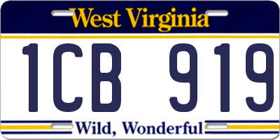 WV license plate 1CB919