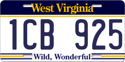 WV license plate 1CB925