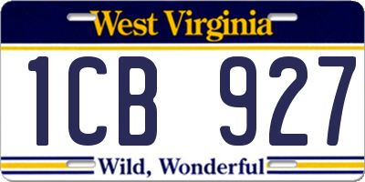 WV license plate 1CB927