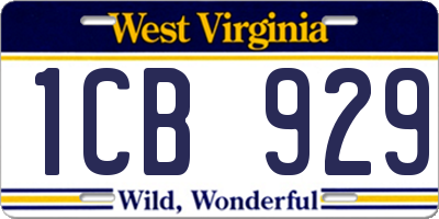 WV license plate 1CB929