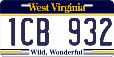 WV license plate 1CB932