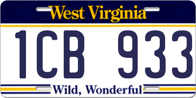WV license plate 1CB933